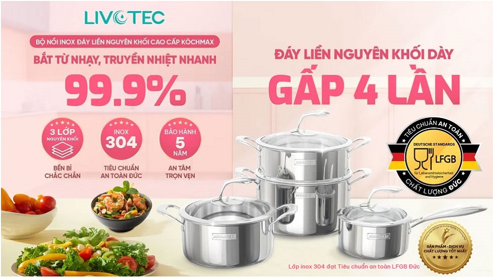 Bộ nồi inox cao cấp Livotec KMC-866