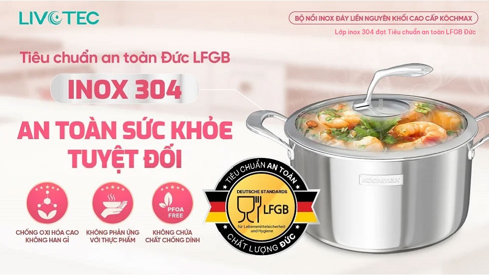 Bộ nồi inox cao cấp Livotec KMC-866