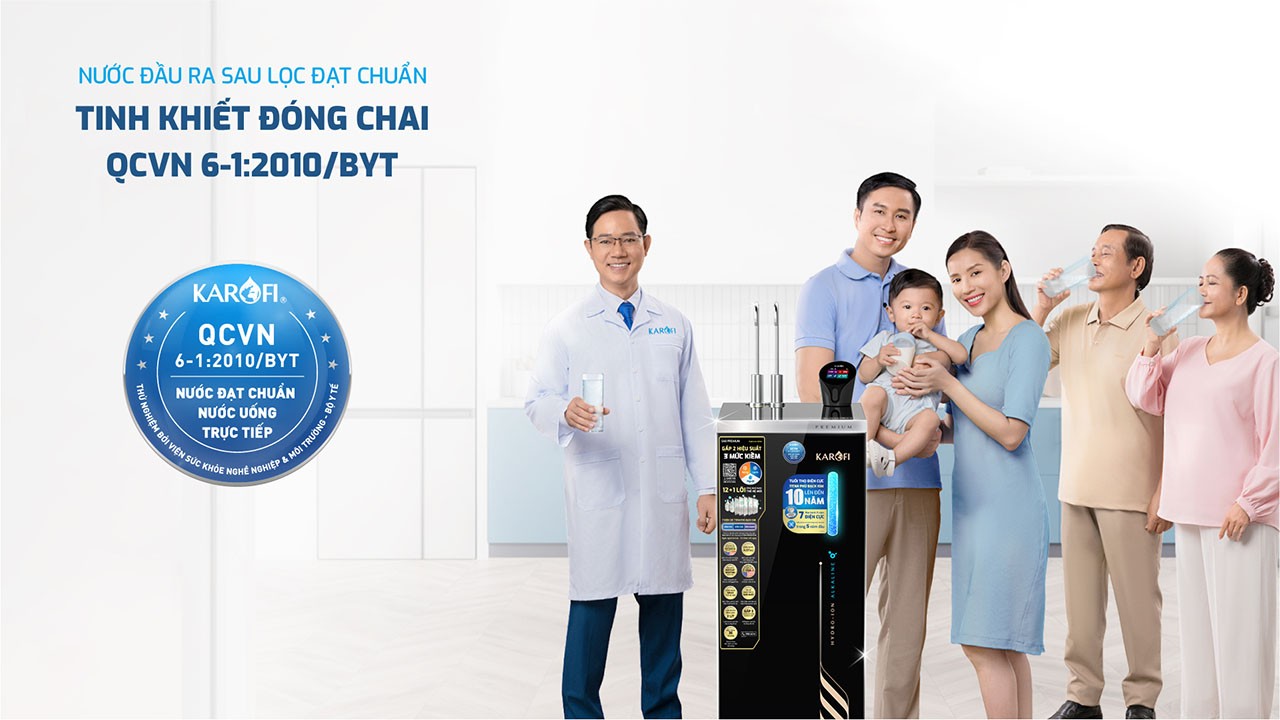 Máy lọc nước nóng lạnh Hydro-ion kiềm Karofi SA8 PREMIUM
