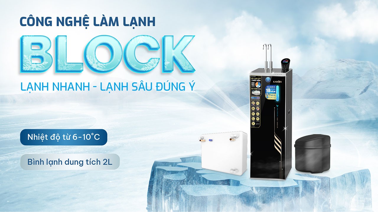 Máy lọc nước nóng lạnh Hydro-ion kiềm Karofi SA8 PREMIUM