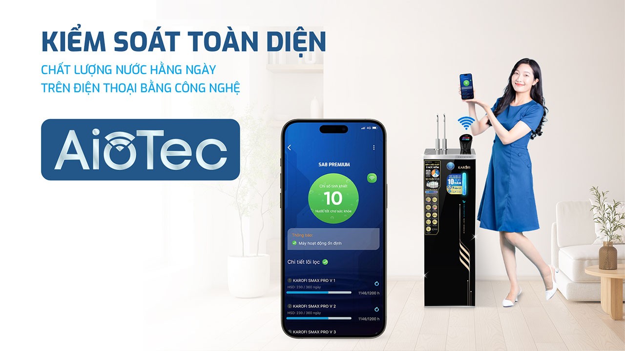 Máy lọc nước nóng lạnh Hydro-ion kiềm Karofi SA8 PREMIUM