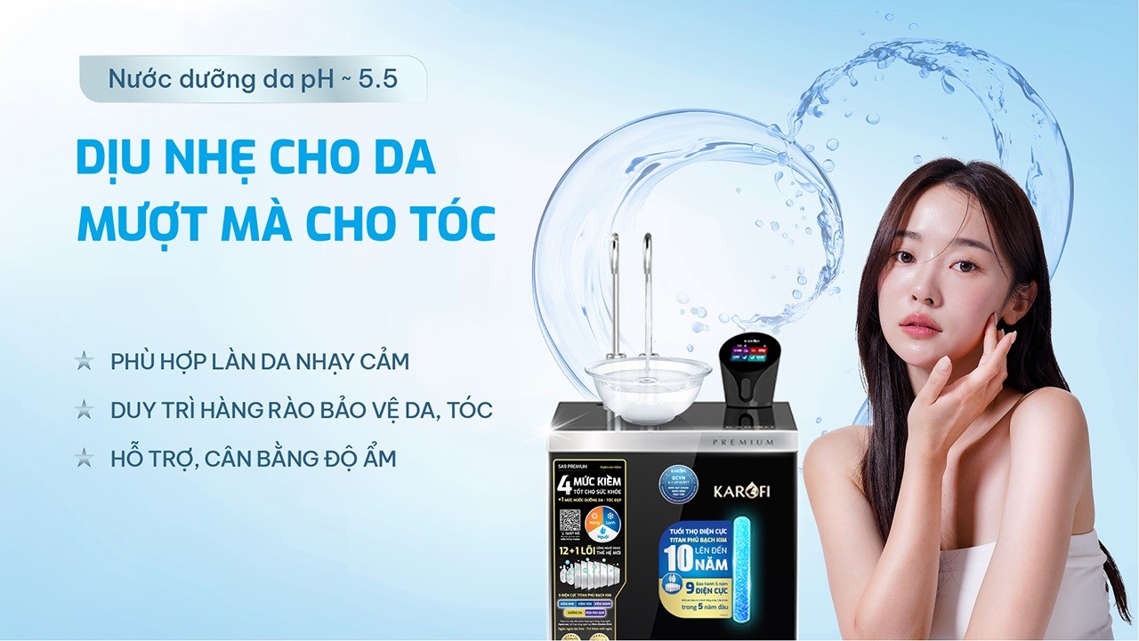 Máy lọc nước nóng lạnh Hydro-ion kiềm Karofi SA9 PREMIUM