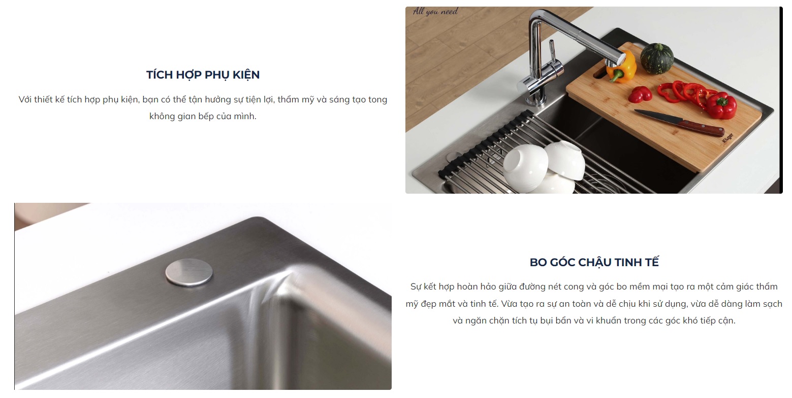 Chậu rửa chén Posco 304 đánh bóng bề mặt KLUGER KF8121B-S75 (K200 Series)