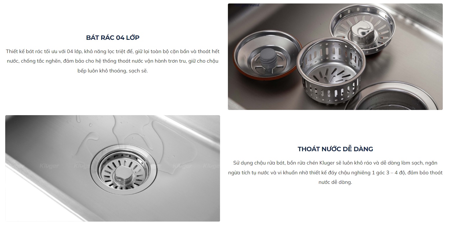 Chậu rửa chén Posco 304 đánh bóng bề mặt KLUGER KF8121B-S75 (K200 Series)