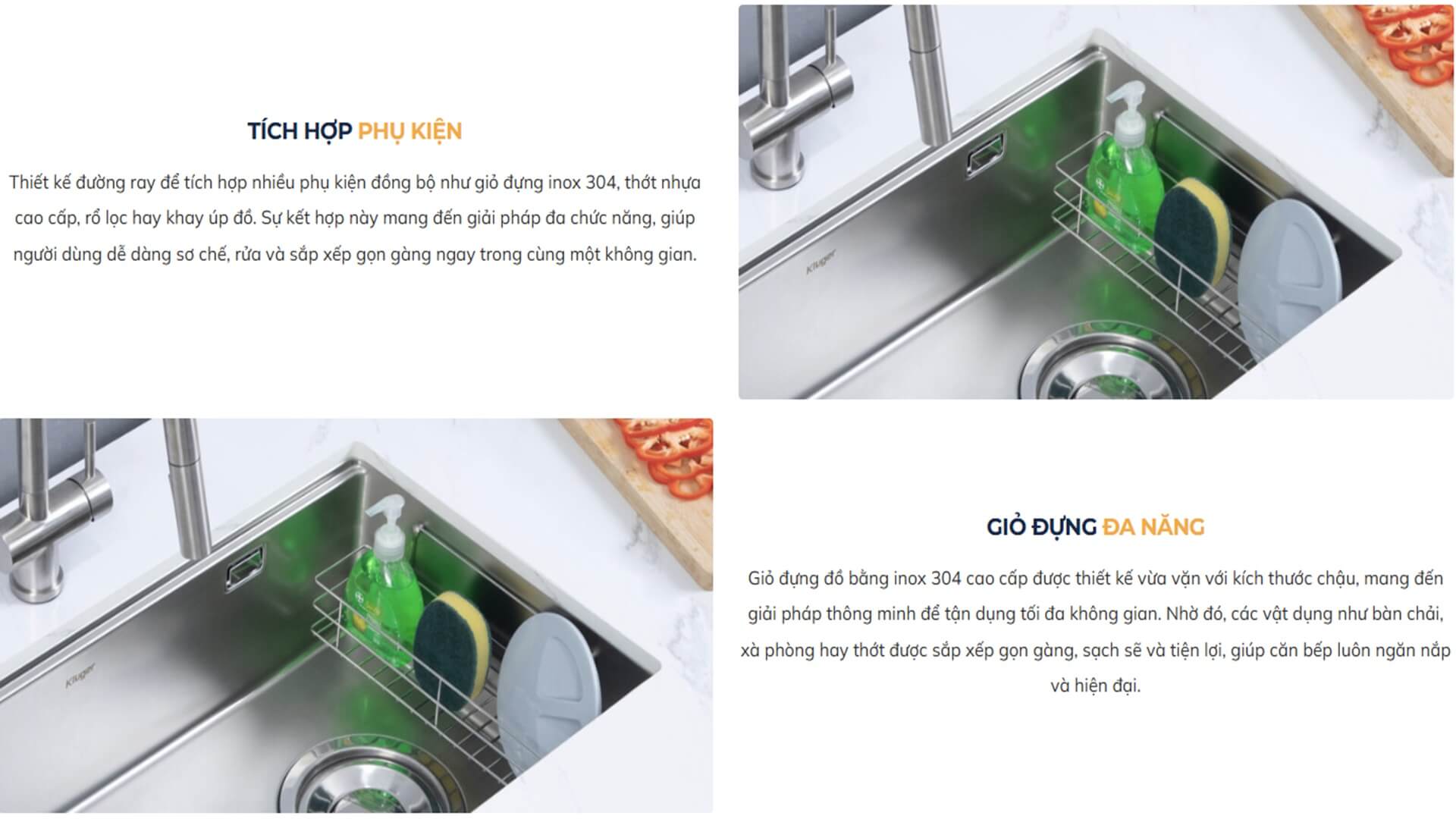Chậu rửa chén Posco 304 Linen dập nổi KLUGER KG7644FSBasic (K600 Series)