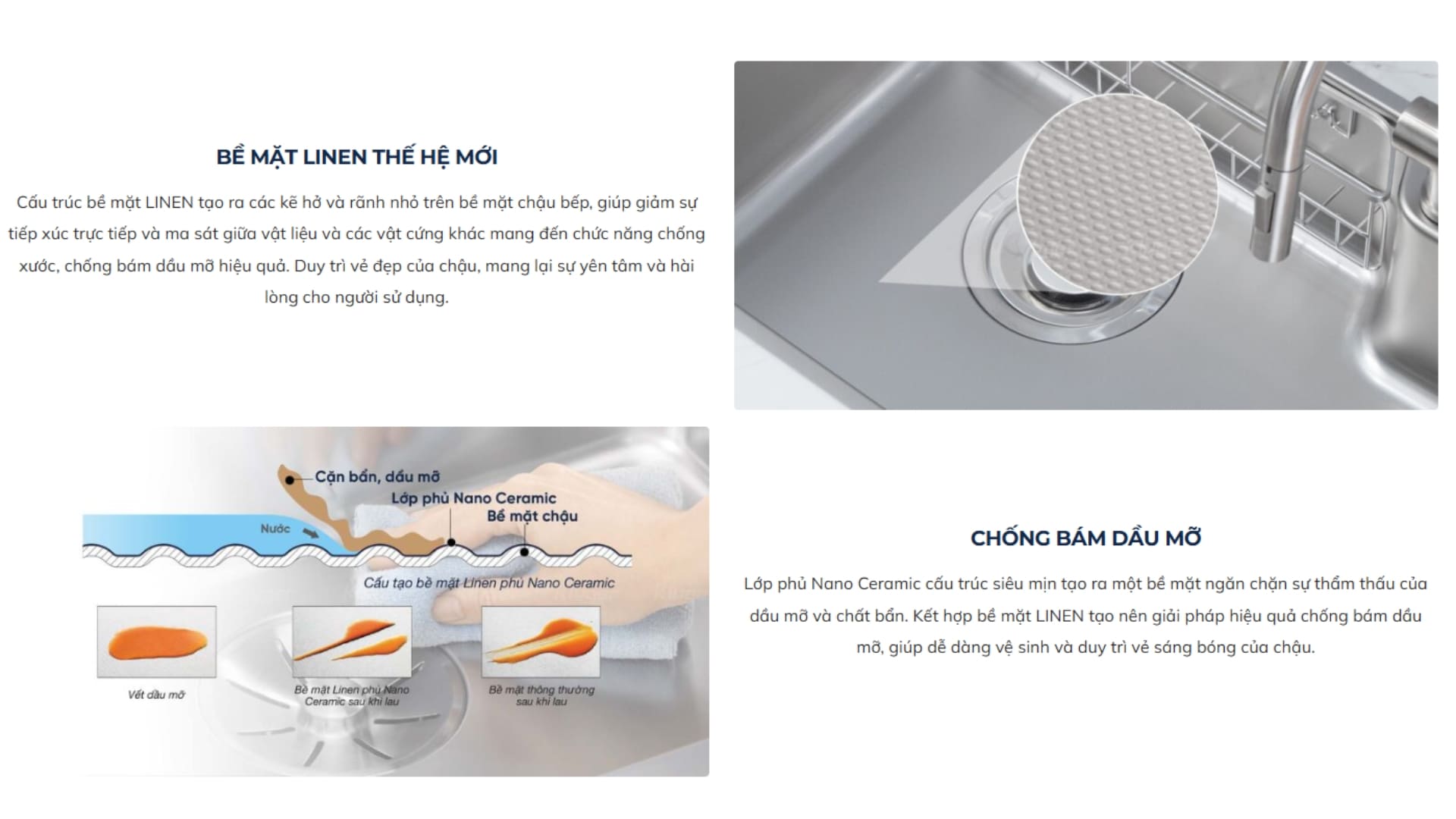 Chậu rửa chén Posco 304 Linen dập nổi KLUGER KH8050FSPlus (HARU Series)