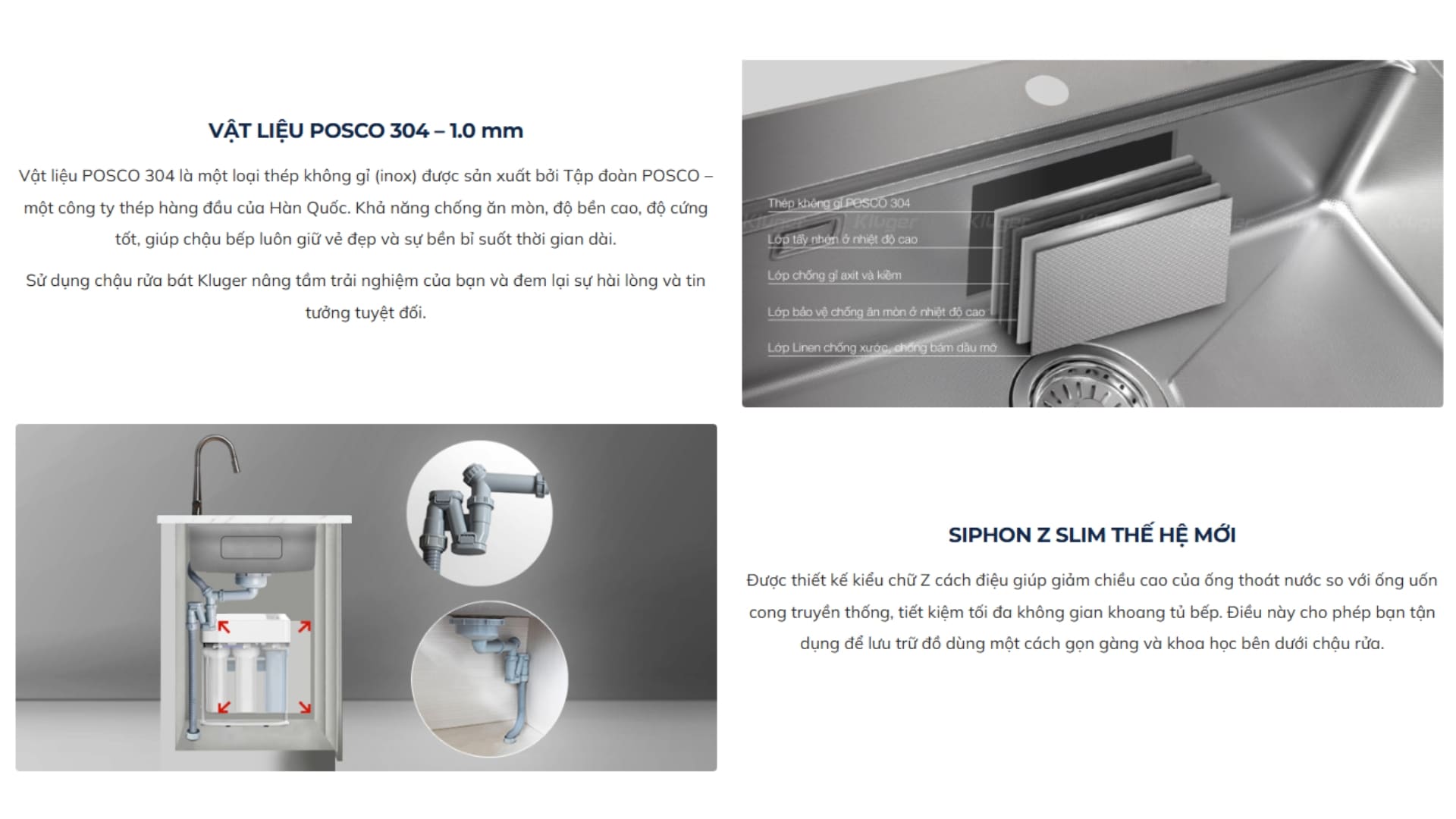 Chậu rửa chén Posco 304 Linen dập nổi KLUGER KH8048FS-S80Plus (HARU Series)