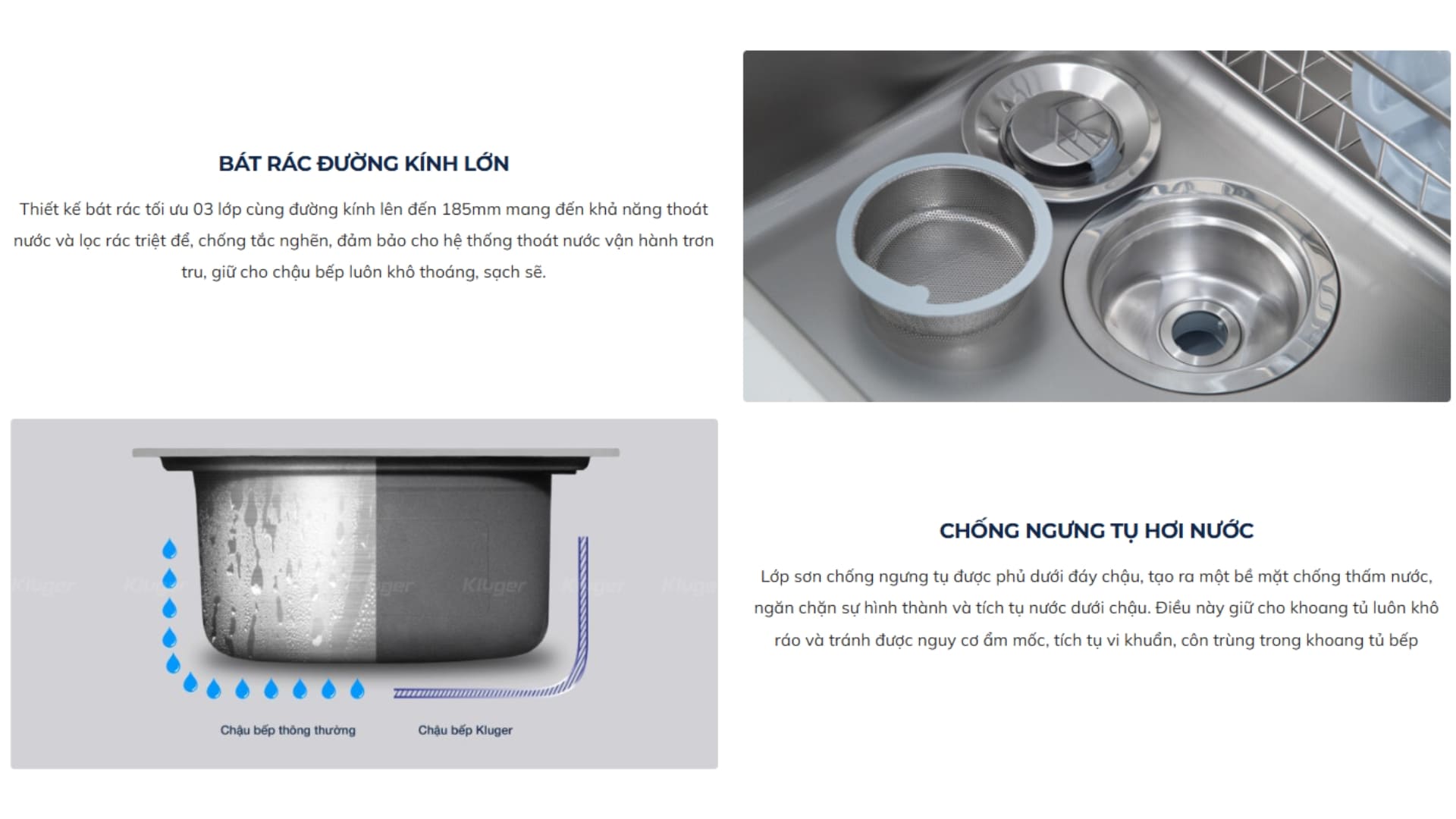 Chậu rửa chén Posco 304 Linen dập nổi KLUGER KH8048FS-S80Plus (HARU Series)