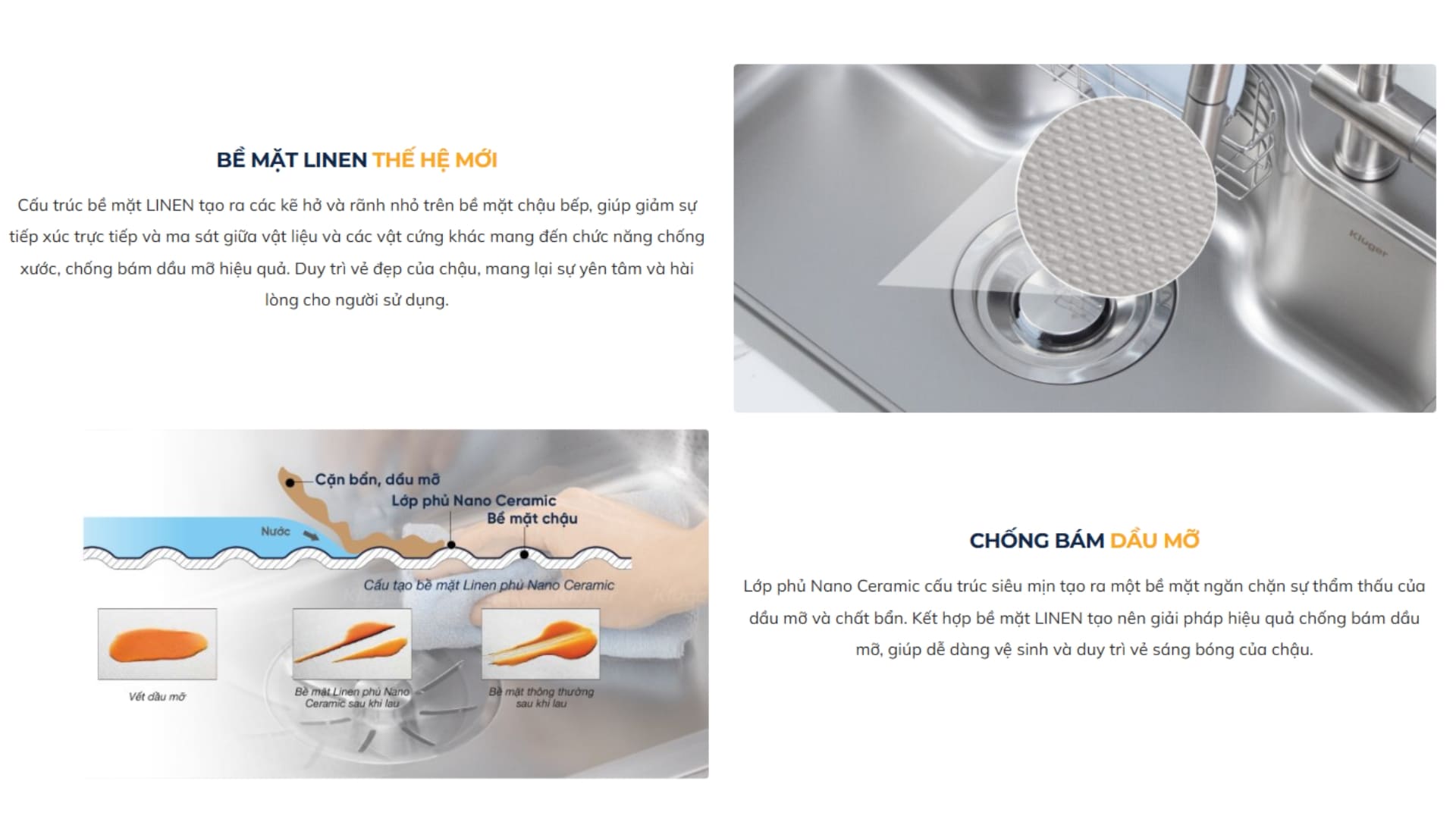 Chậu rửa chén Posco 304 Linen dập nổi KLUGER KT8050FS-S80 (TAKI Series)