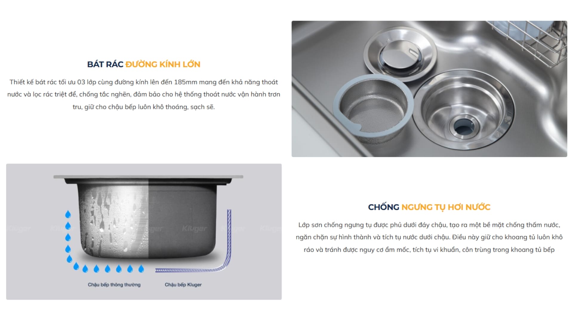 Chậu rửa chén Posco 304 Linen dập nổi KLUGER KT8050FS-S80 (TAKI Series)