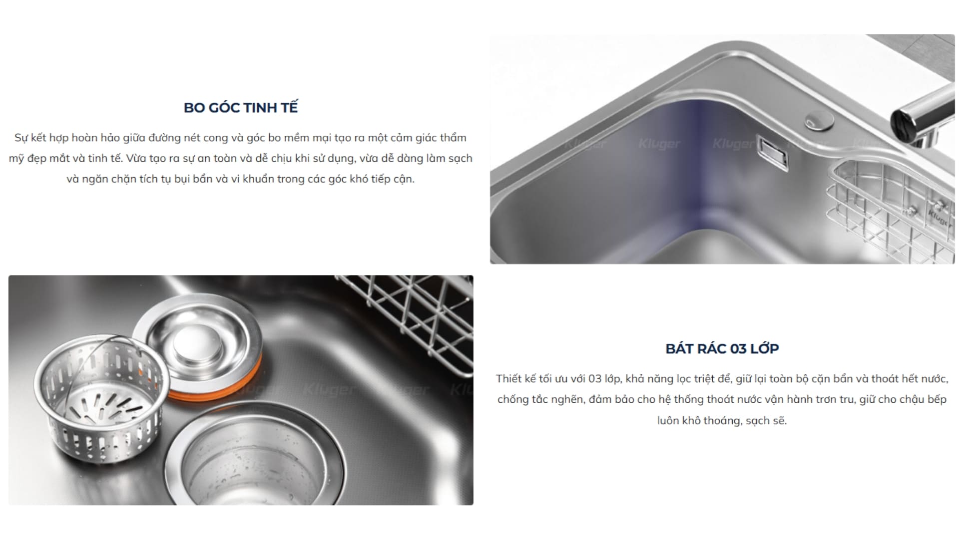 Đặc điểm nổi bật của chậu rửa chén Posco 304 Linen dập nổi KLUGER KW8151FB-S80Plus