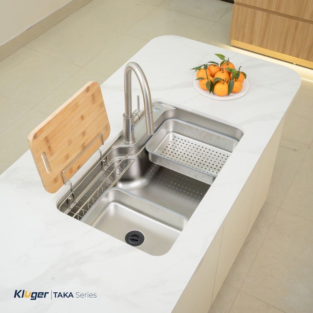 Chậu rửa chén Posco 304 Linen dập nổi Kluger KF7848FS - DO Plus