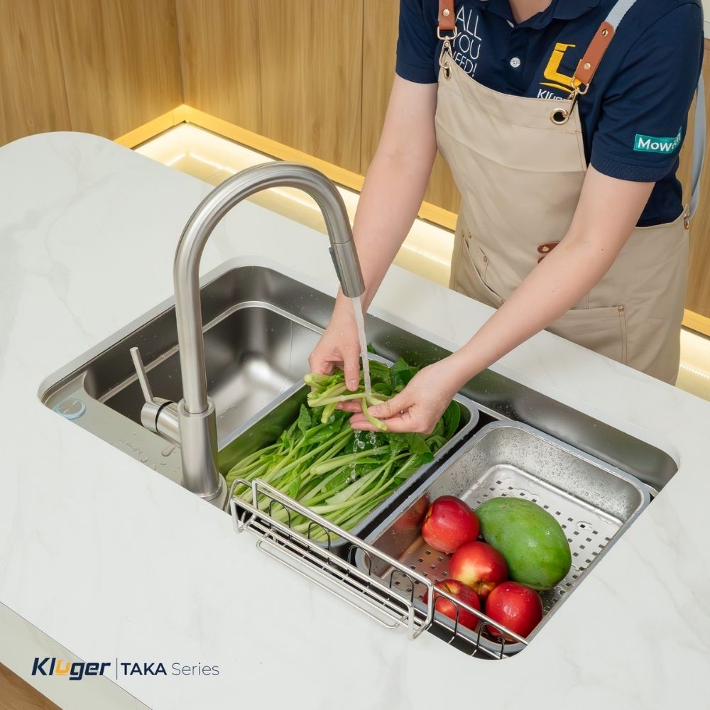 Chậu rửa chén Posco 304 Linen dập nổi Kluger KF7848FS - DO Plus