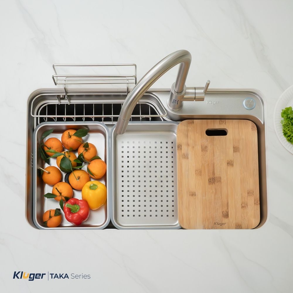Chậu rửa chén Posco 304 Linen dập nổi Kluger KF7848FS - DO Plus