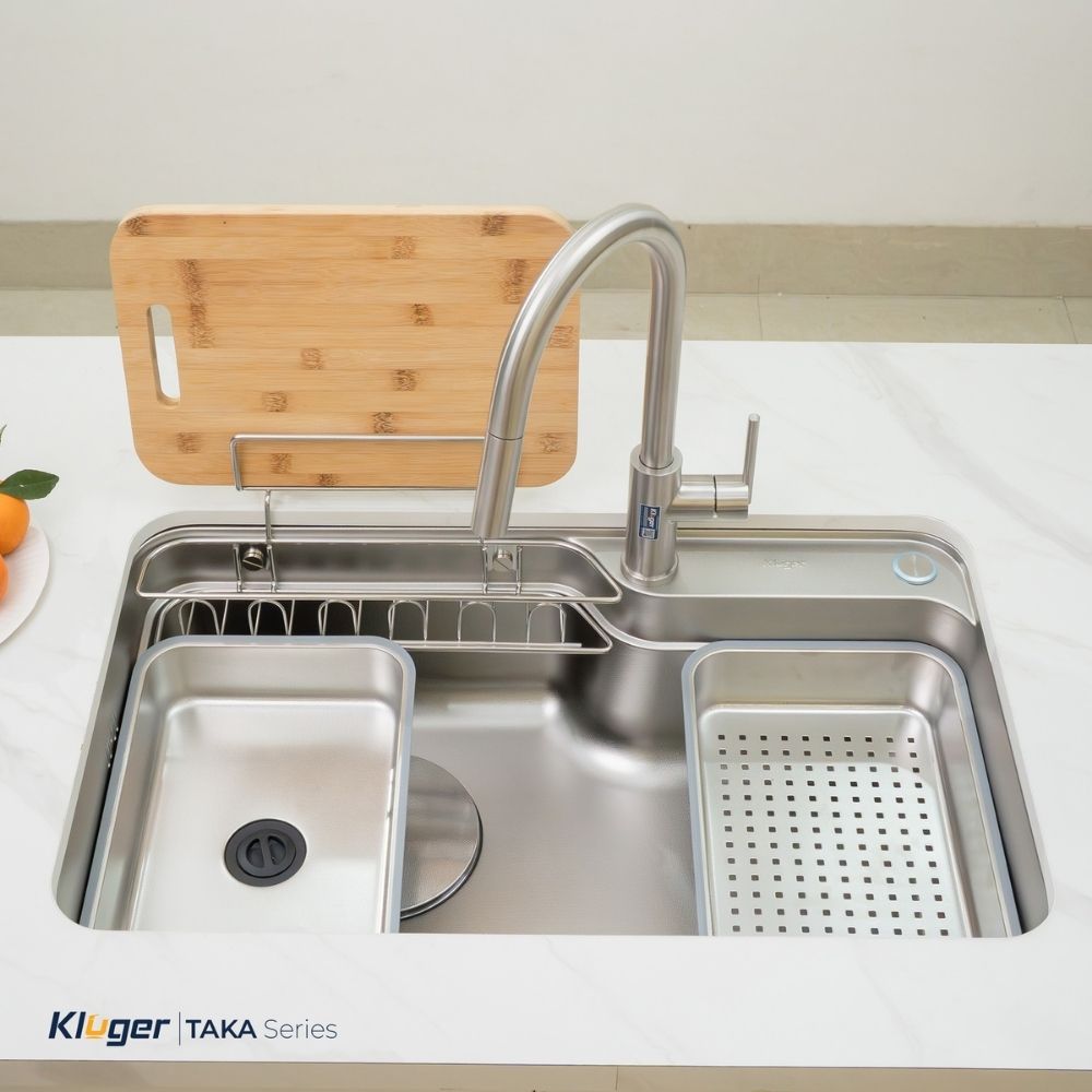 Chậu rửa chén Posco 304 Linen dập nổi Kluger KF7848FS - DO Plus