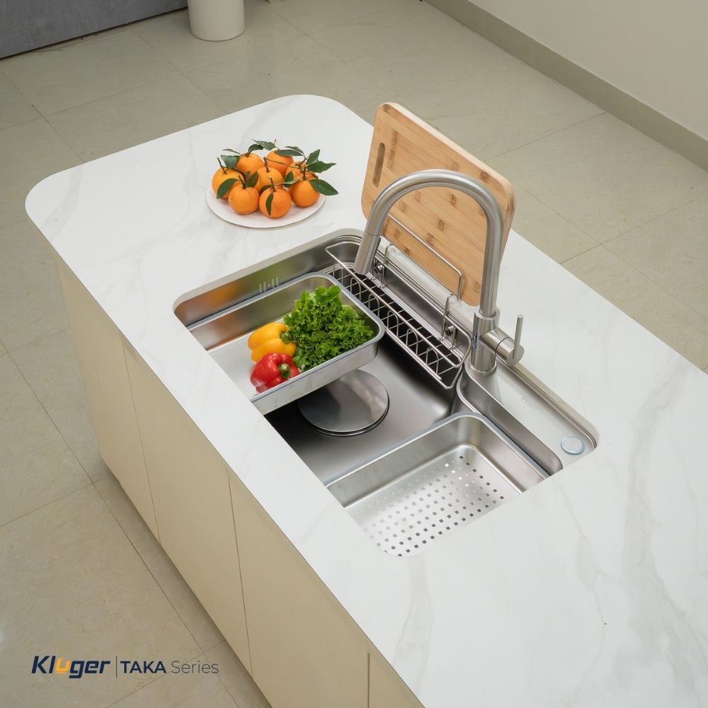Chậu rửa chén Posco 304 Linen dập nổi Kluger KF7848FS - DO Plus