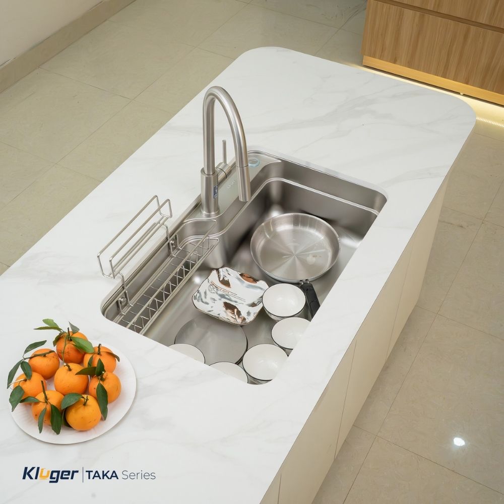 Chậu rửa chén Posco 304 Linen dập nổi Kluger KF7848FS - DO Plus