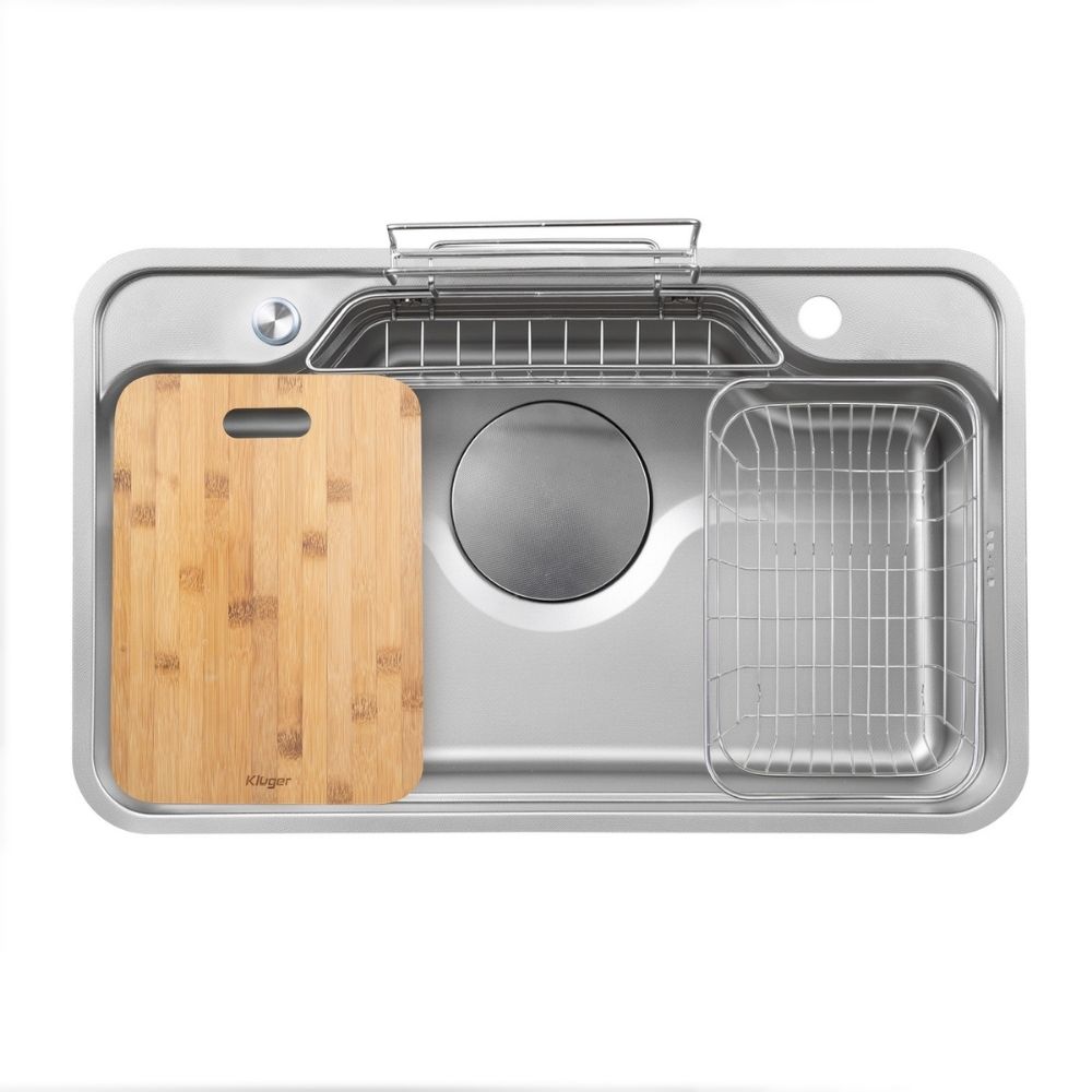 Chậu rửa chén Posco 304 Linen dập nổi Kluger KF7848FS LUX