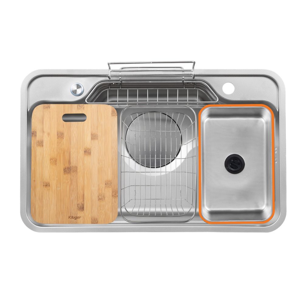 Chậu rửa chén Posco 304 Linen dập nổi Kluger KF7848FS LUX