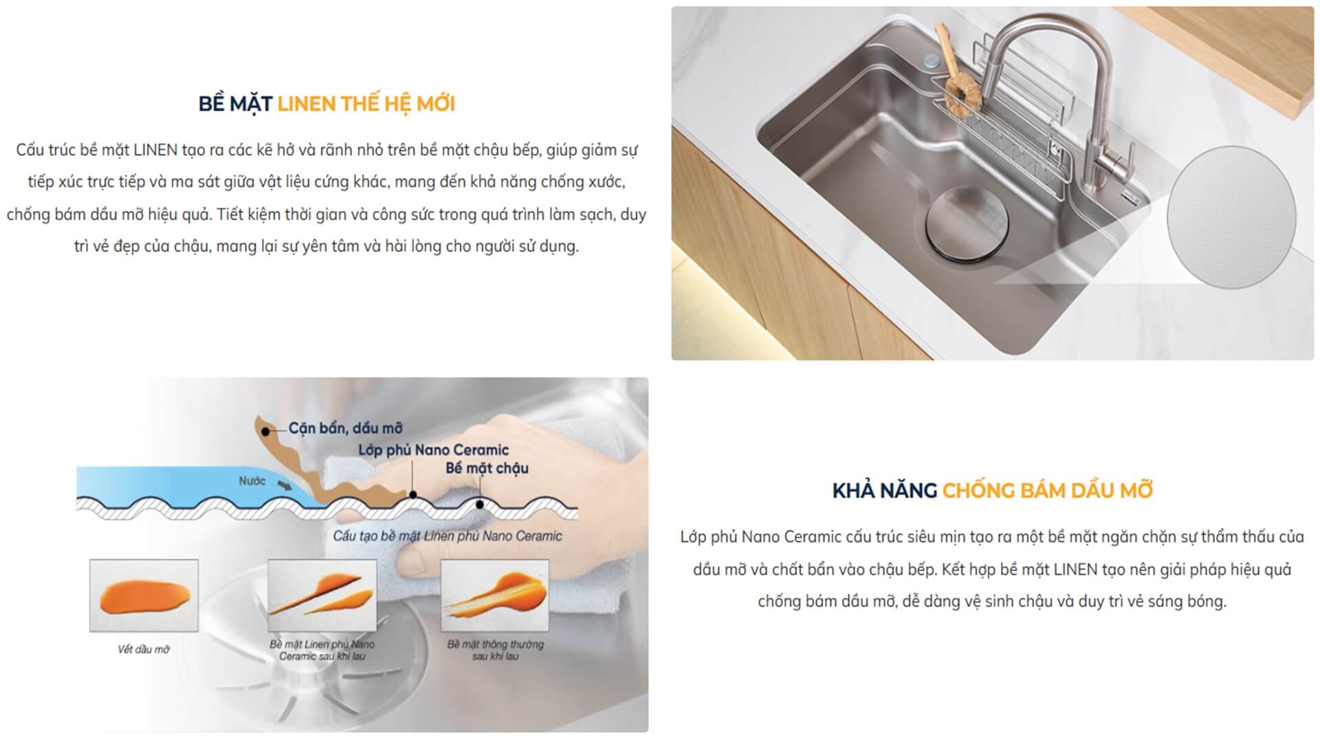 Chậu rửa chén Posco 304 Linen dập nổi Kluger KF7848FS LUX