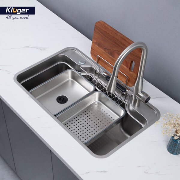 Chậu rửa chén Posco 304 Linen dập nổi KLUGER KF7848FS-S78-PLUS (TAKA Series)