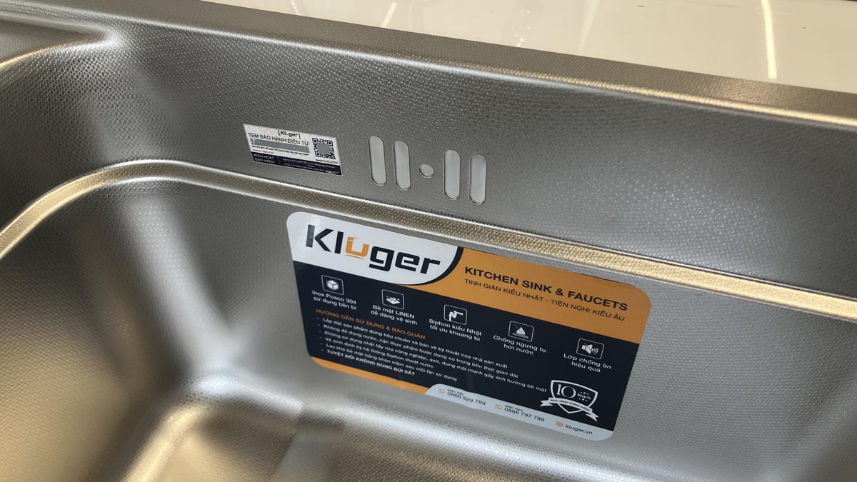 Chậu rửa chén Posco 304 Linen dập nổi Kluger KF7848FS - S78 Basic