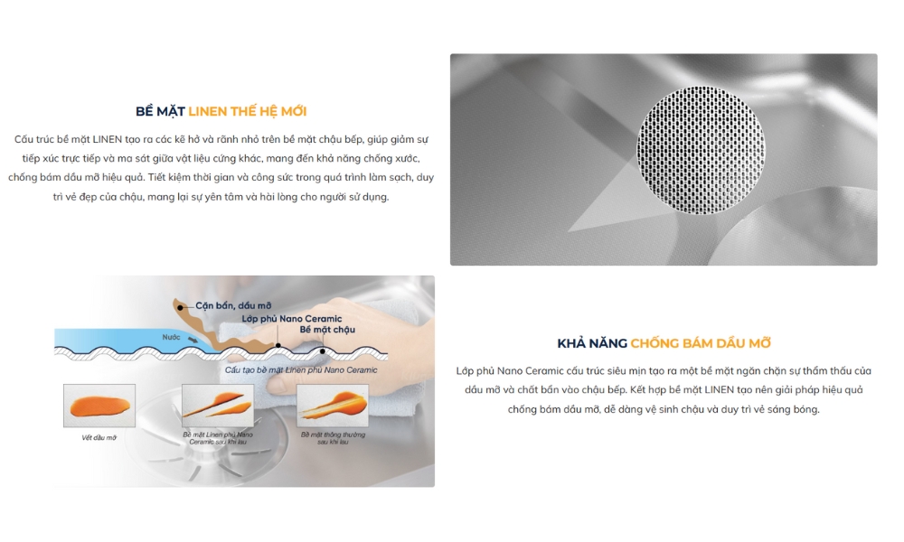 Chậu rửa chén Posco 304 Linen dập nổi KLUGER KF7848FS-S78 (TAKA Series)