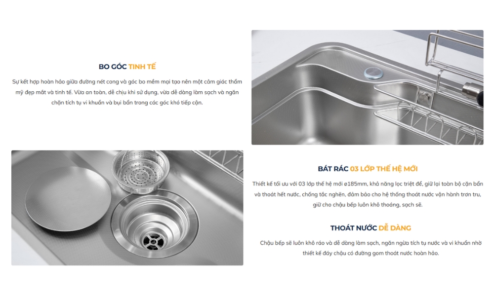 Chậu rửa chén Posco 304 Linen dập nổi KLUGER KF7848FS-S78 (TAKA Series)