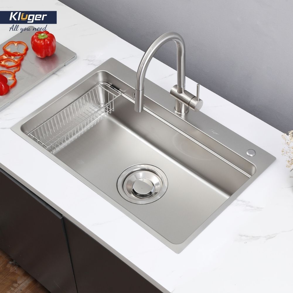 Chậu rửa chén Posco 304 Linen dập nổi KLUGER KF7850FSBasic (MOD Series)