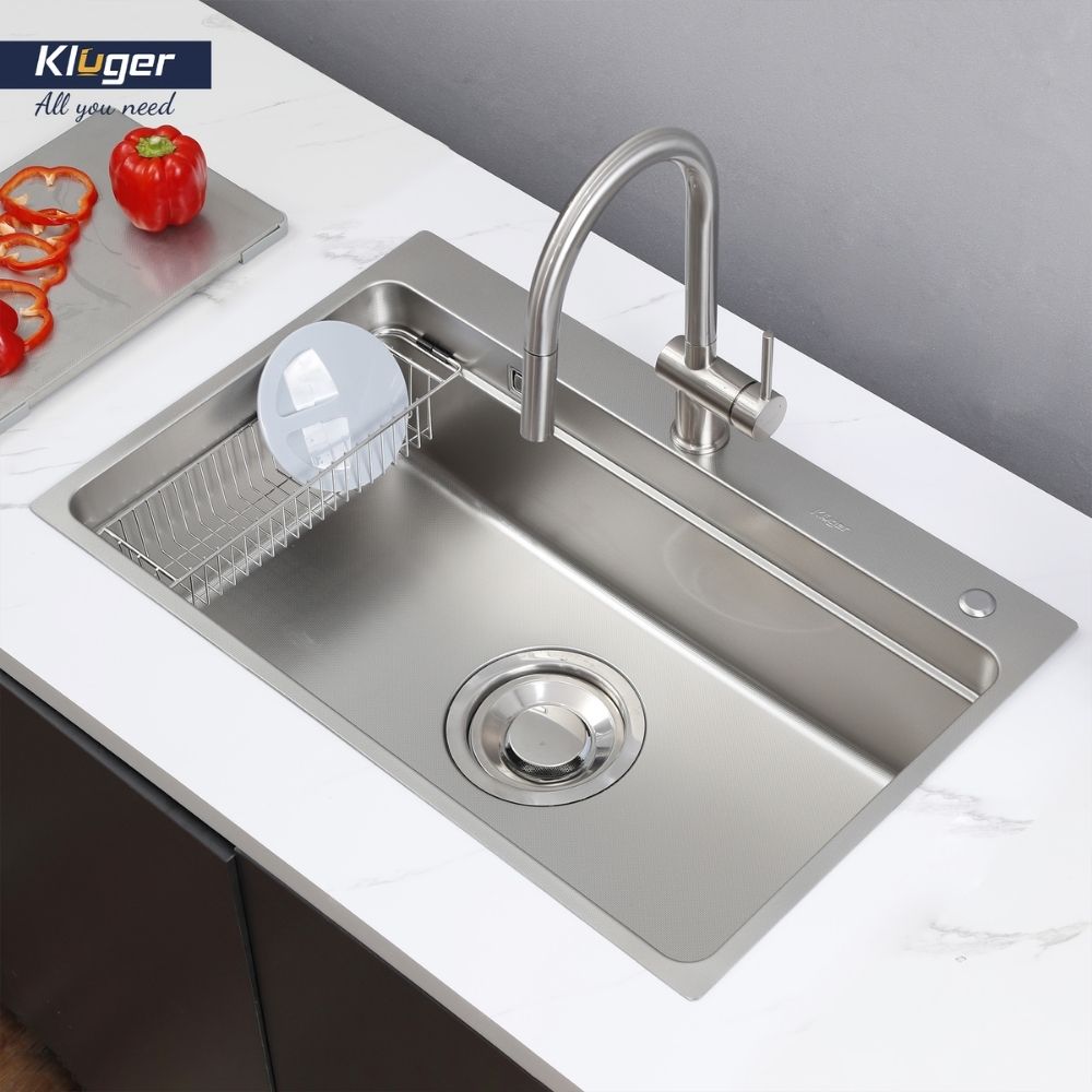 Chậu rửa chén Posco 304 Linen dập nổi KLUGER KF7850FSBasic (MOD Series)