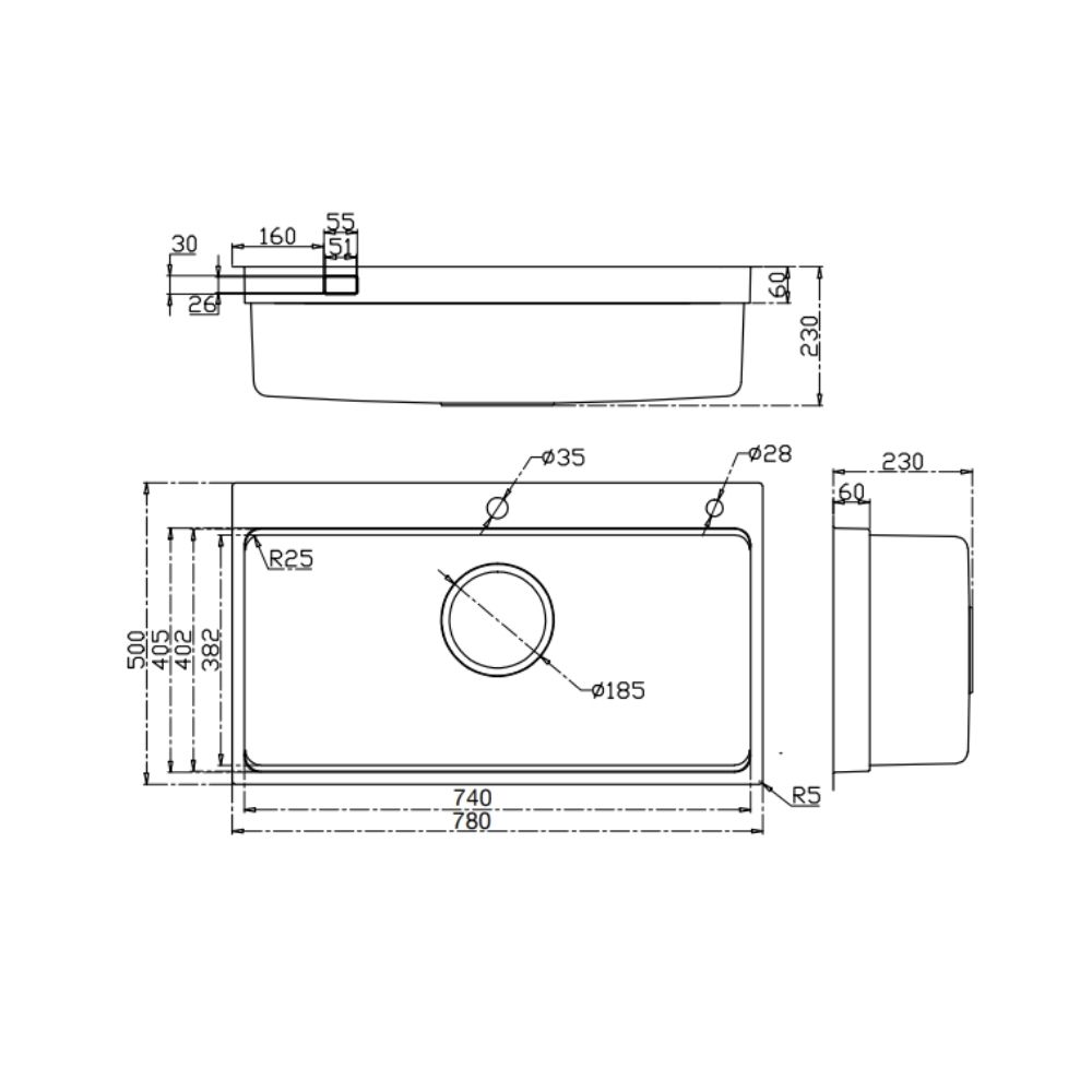 Chậu rửa chén Posco 304 Linen dập nổi KLUGER KF7850FSPlus (MOD Series)