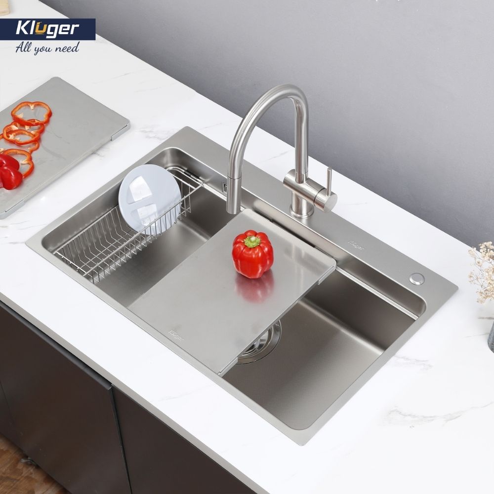 Chậu rửa chén Posco 304 Linen dập nổi KLUGER KF7850FSPlus (MOD Series)
