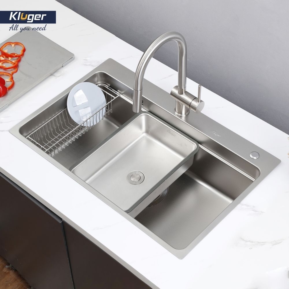 Chậu rửa chén Posco 304 Linen dập nổi KLUGER KF7850FSPlus (MOD Series)