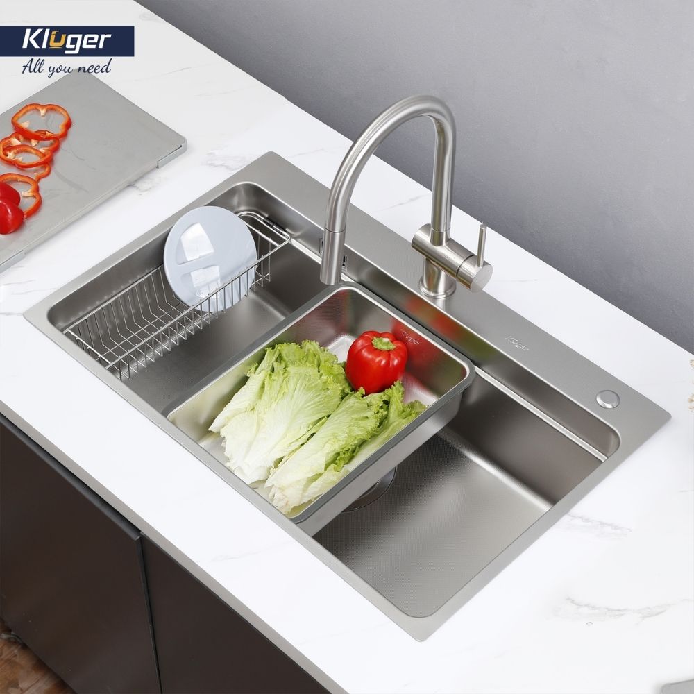 Chậu rửa chén Posco 304 Linen dập nổi KLUGER KF7850FSPlus (MOD Series)