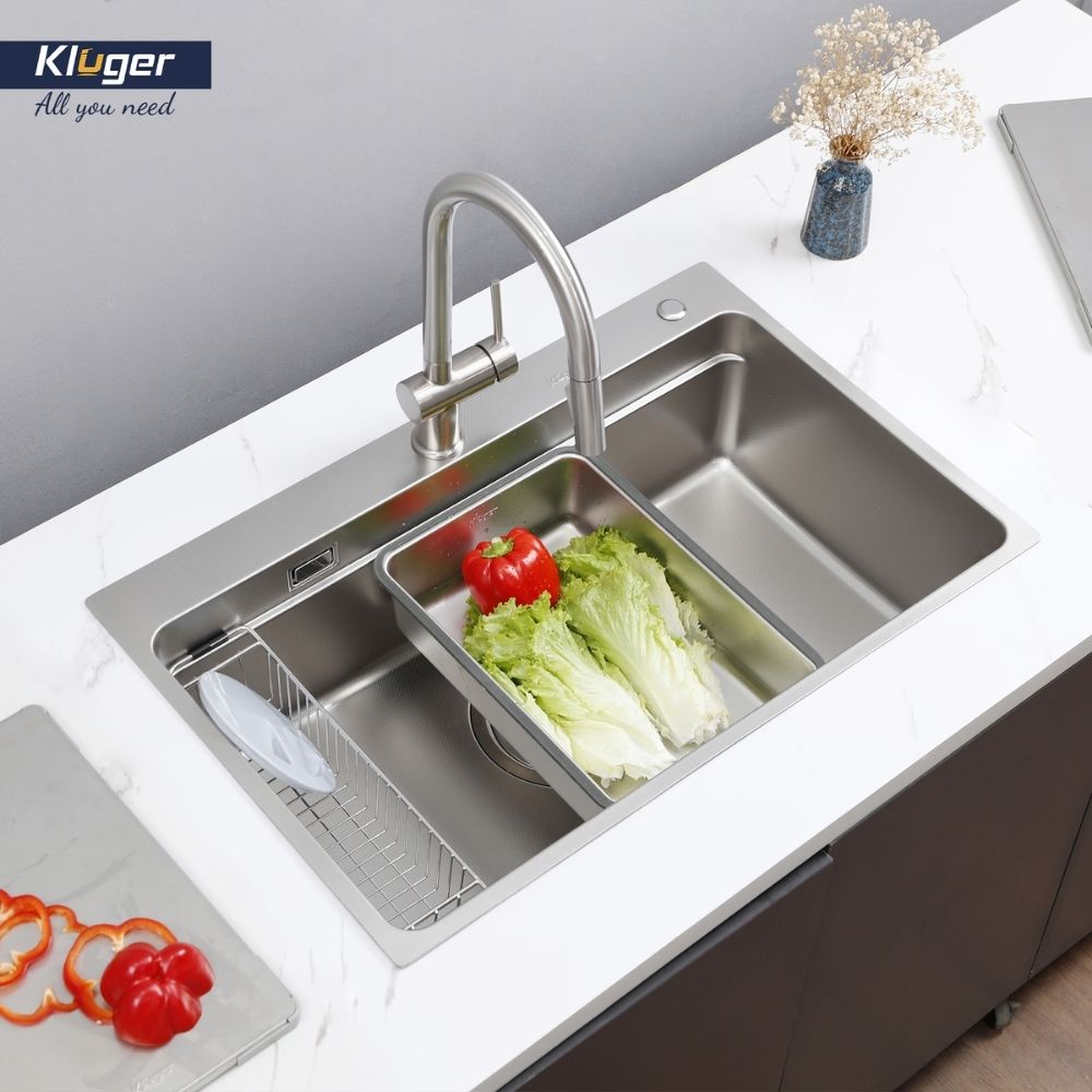Chậu rửa chén Posco 304 Linen dập nổi KLUGER KF7850FSPlus (MOD Series)