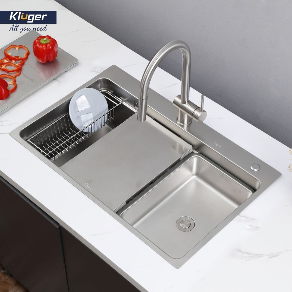 Chậu rửa chén Posco 304 Linen dập nổi KLUGER KF7850FSPlus (MOD Series)
