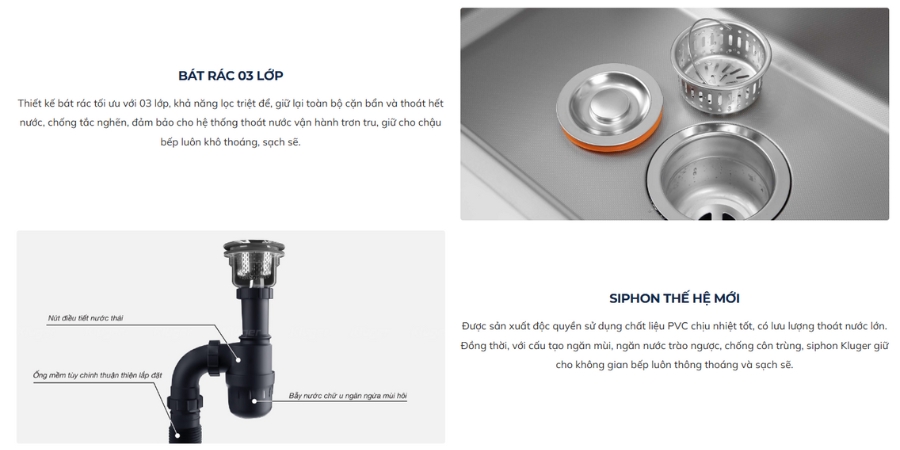 Chậu rửa chén Posco 304 Linen chống xước KLUGER KF8131FS-S80 (K300 Series)