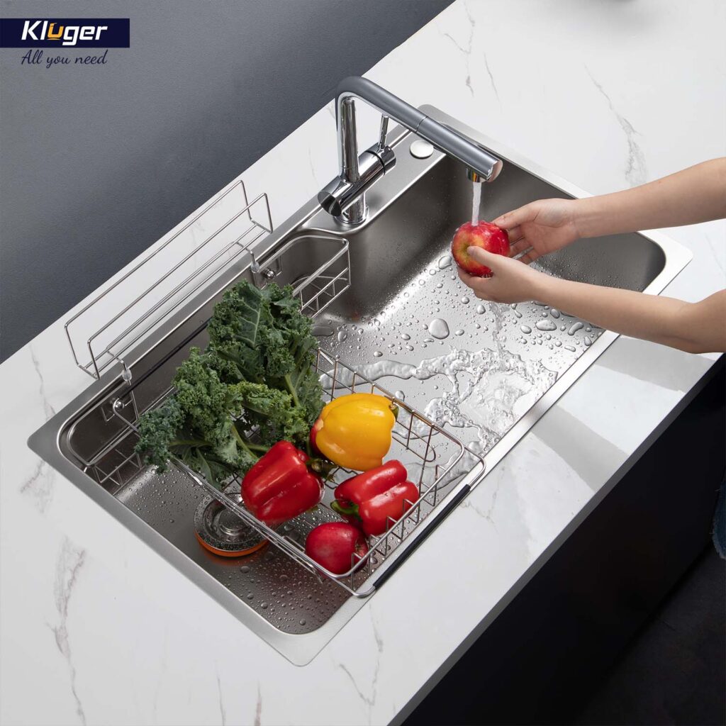 Chậu rửa chén Posco 304 Linen dập nổi KLUGER KF8171FS-S80 (K700 Series)