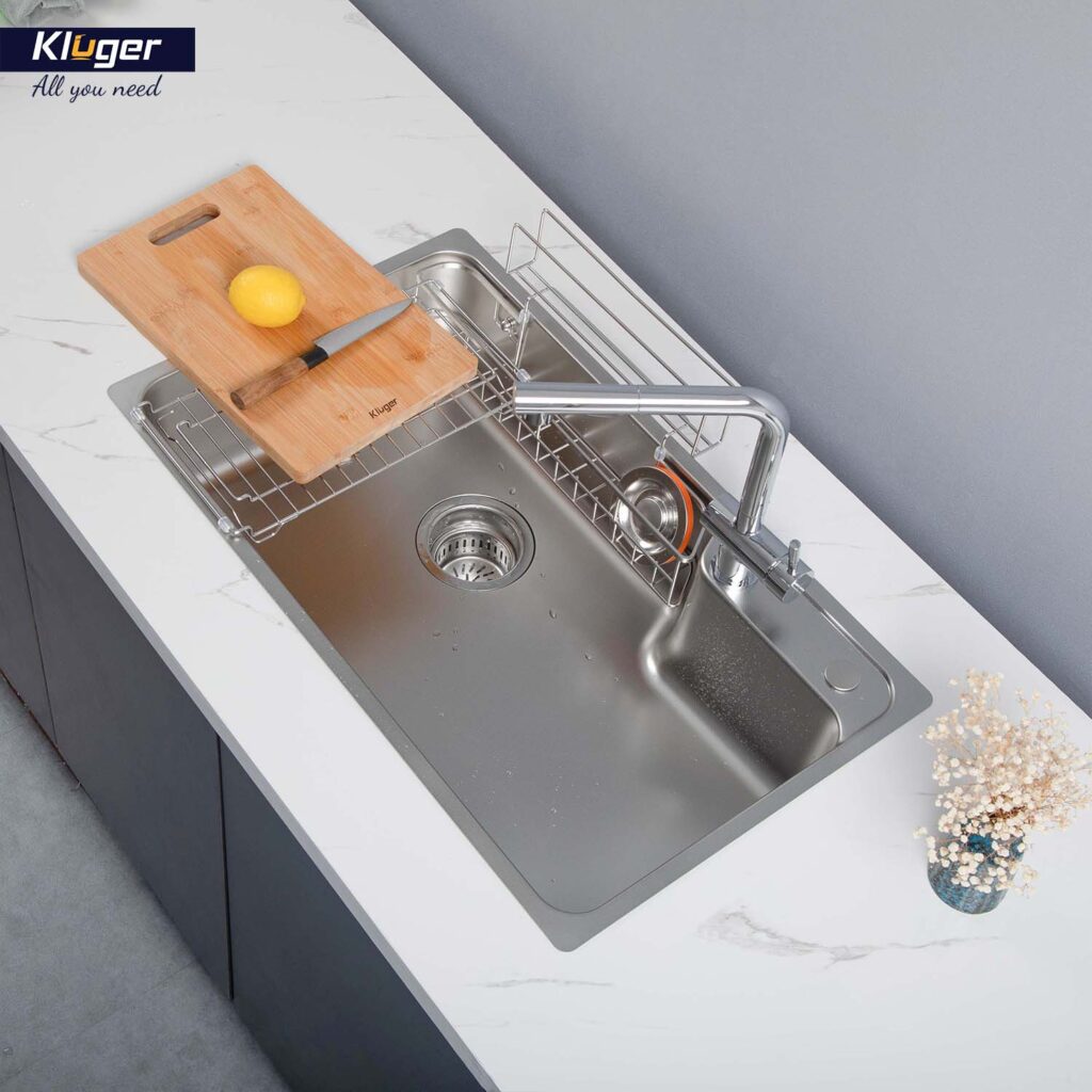 Chậu rửa chén Posco 304 Linen dập nổi KLUGER KF8171FS-S80 (K700 Series)