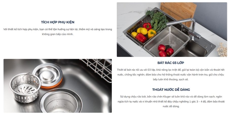 Đặc điểm nổi bật chậu rửa chén Posco 304 Linen dập nổi Kluger KF8171FS-S80