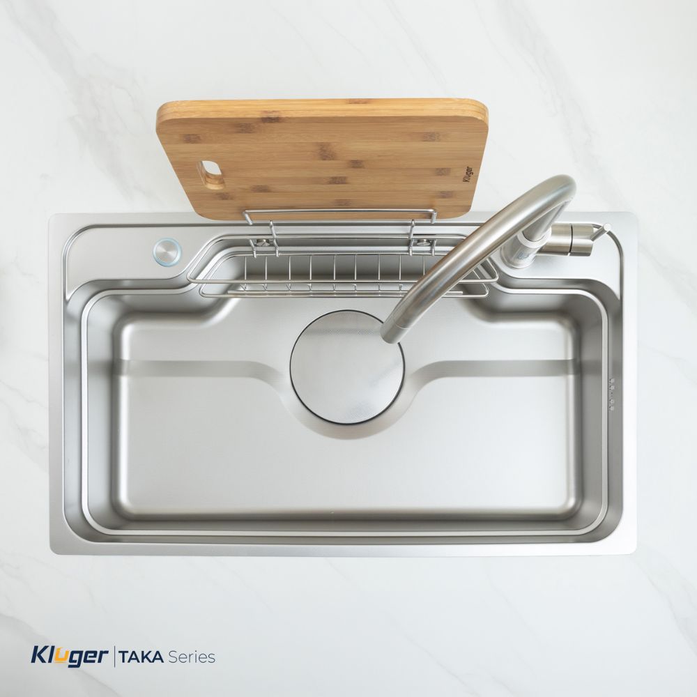 Chậu rửa chén Posco 304 Linen dập nổi Kluger KF8248FS Plus