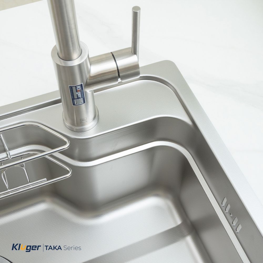 Chậu rửa chén Posco 304 Linen dập nổi Kluger KF8248FS Plus