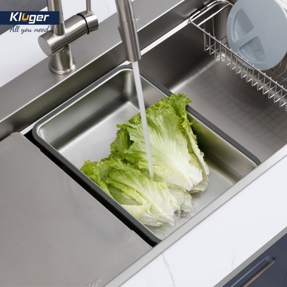 Chậu rửa chén Posco 304 Linen dập nổi KLUGER KF8850FSPlus (MOD Series)