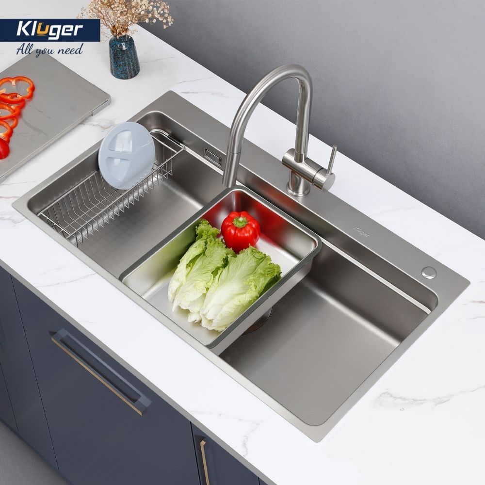 Chậu rửa chén Posco 304 Linen dập nổi KLUGER KF8850FSPlus (MOD Series)
