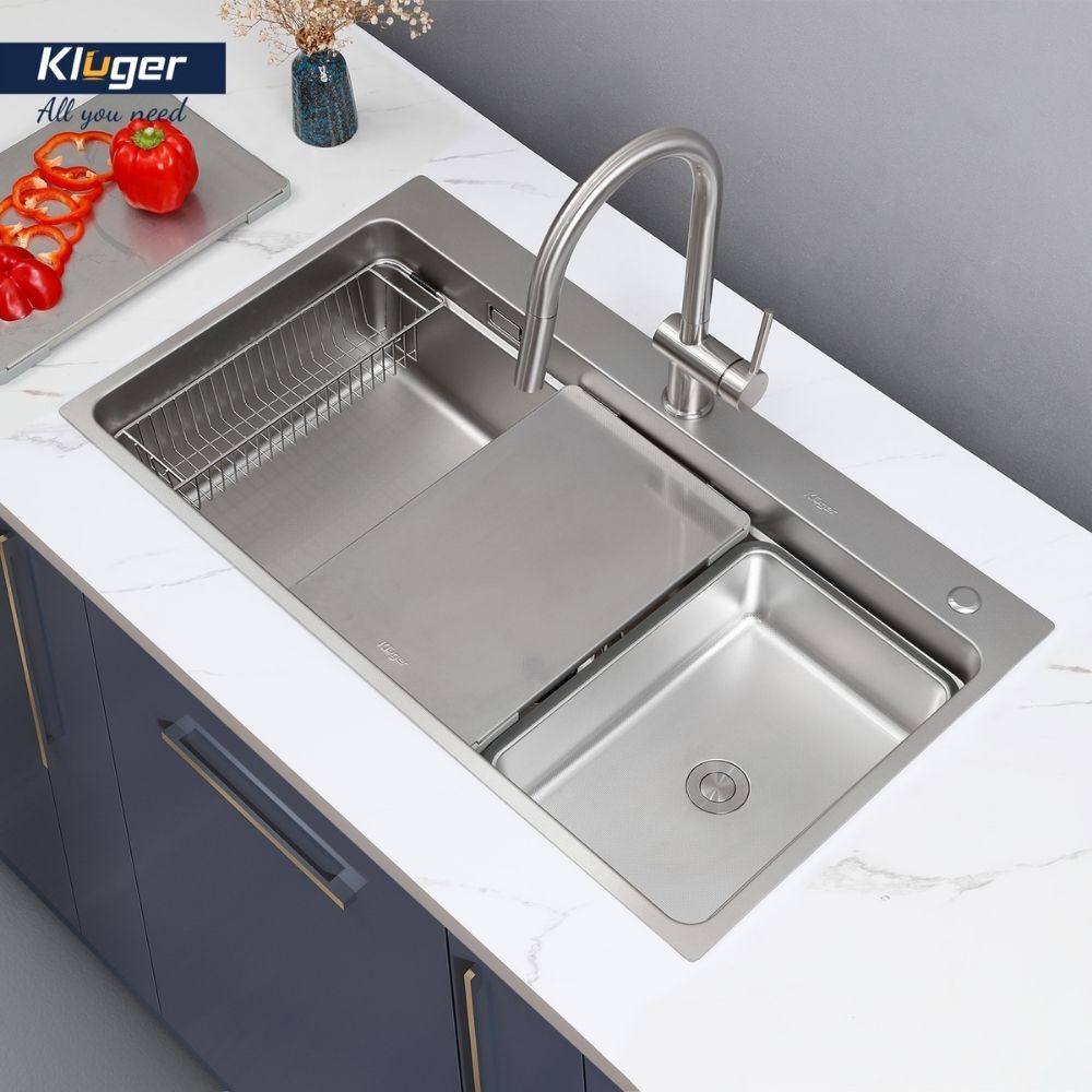 Chậu rửa chén Posco 304 Linen dập nổi KLUGER KF8850FSPlus (MOD Series)