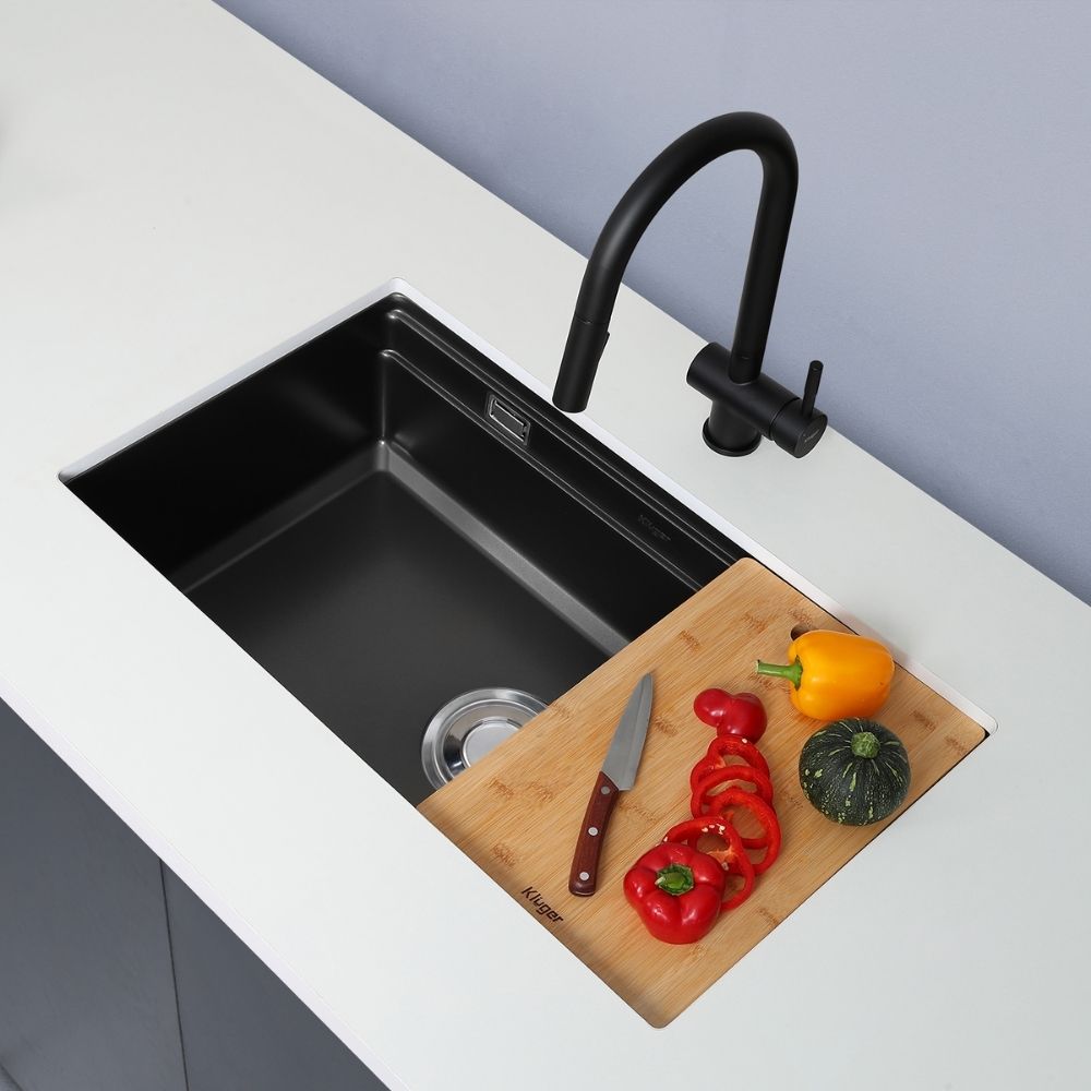 Chậu rửa chén Posco 304 Linen dập nổi KLUGER KG7644FBPlus (K600 Series)