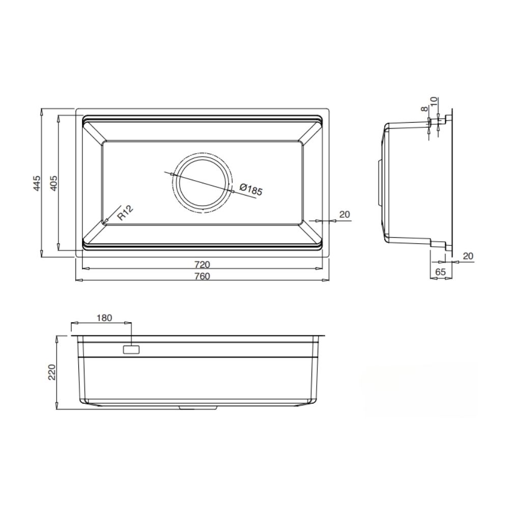 Chậu rửa chén Posco 304 Linen dập nổi KLUGER KG7644FBPlus (K600 Series)