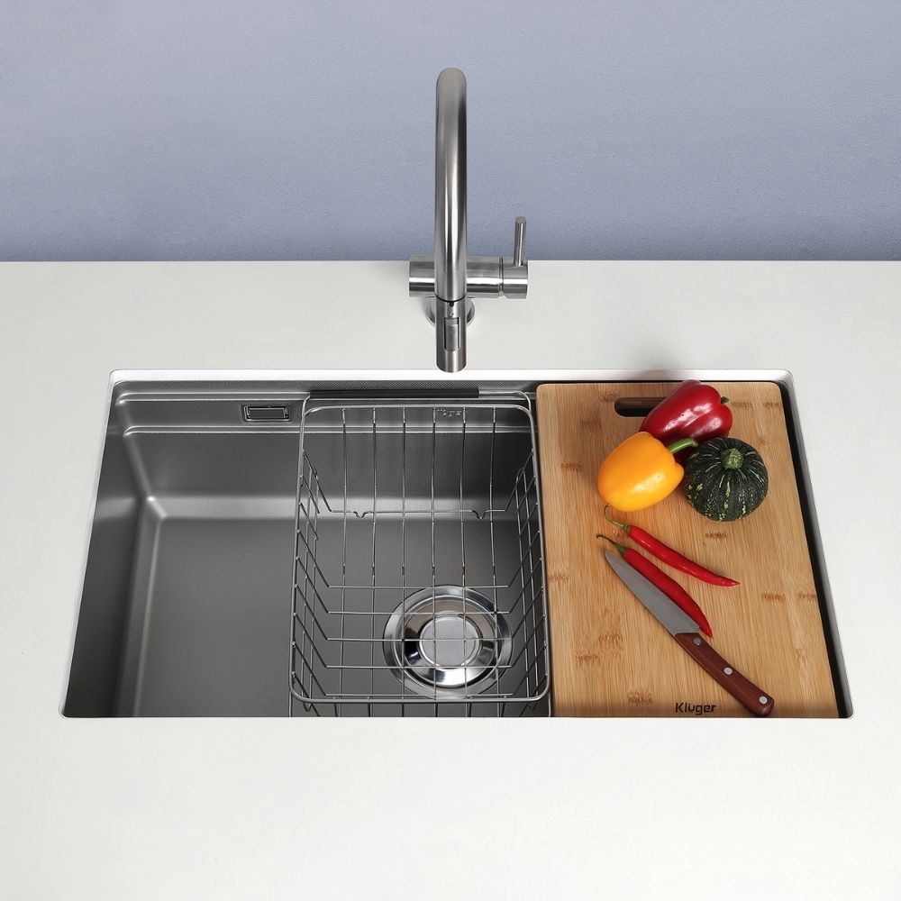 Chậu rửa chén Posco 304 Linen dập nổi KLUGER KG7644FSPlus (K600 Series)