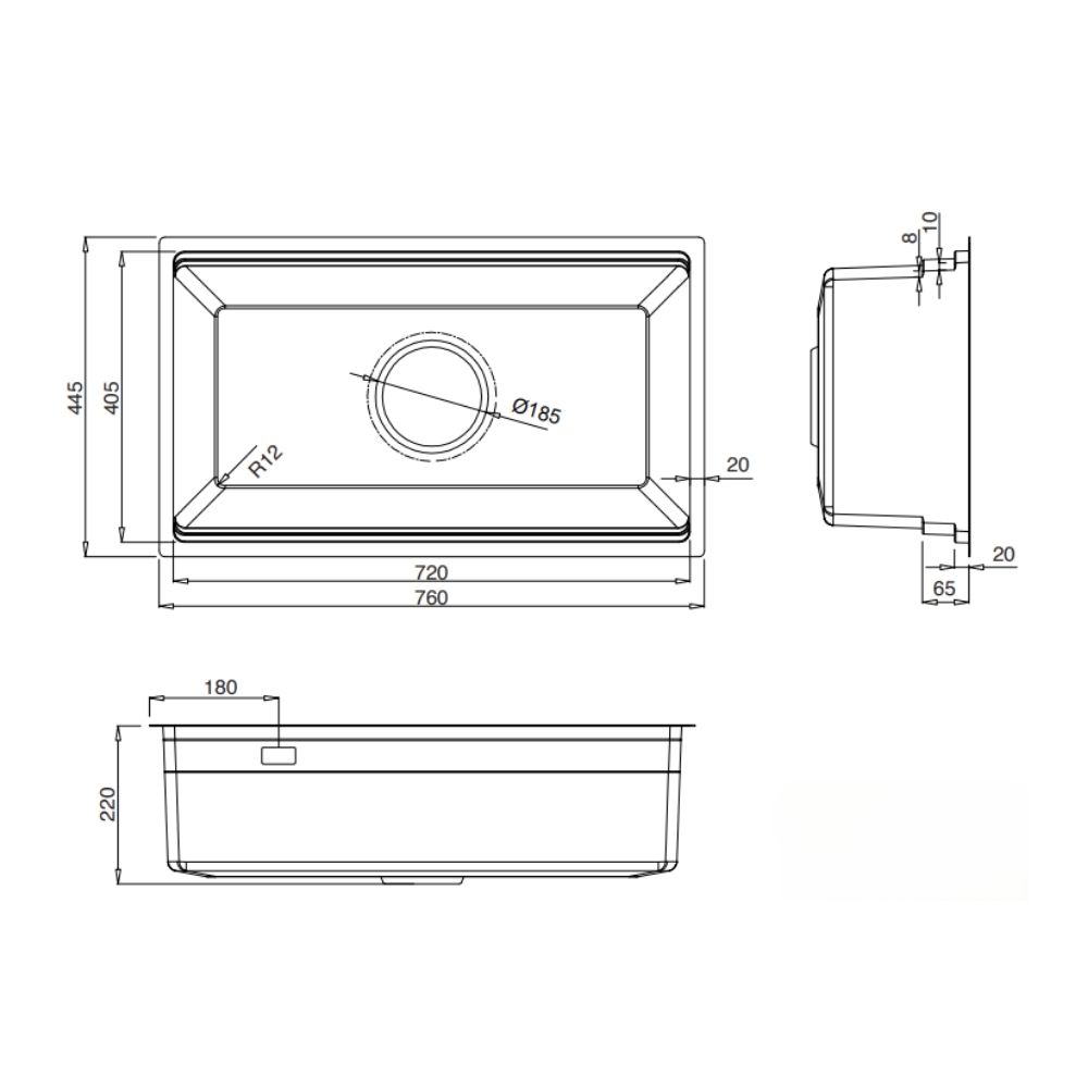 Chậu rửa chén Posco 304 Linen dập nổi KLUGER KG7644FSPlus (K600 Series)