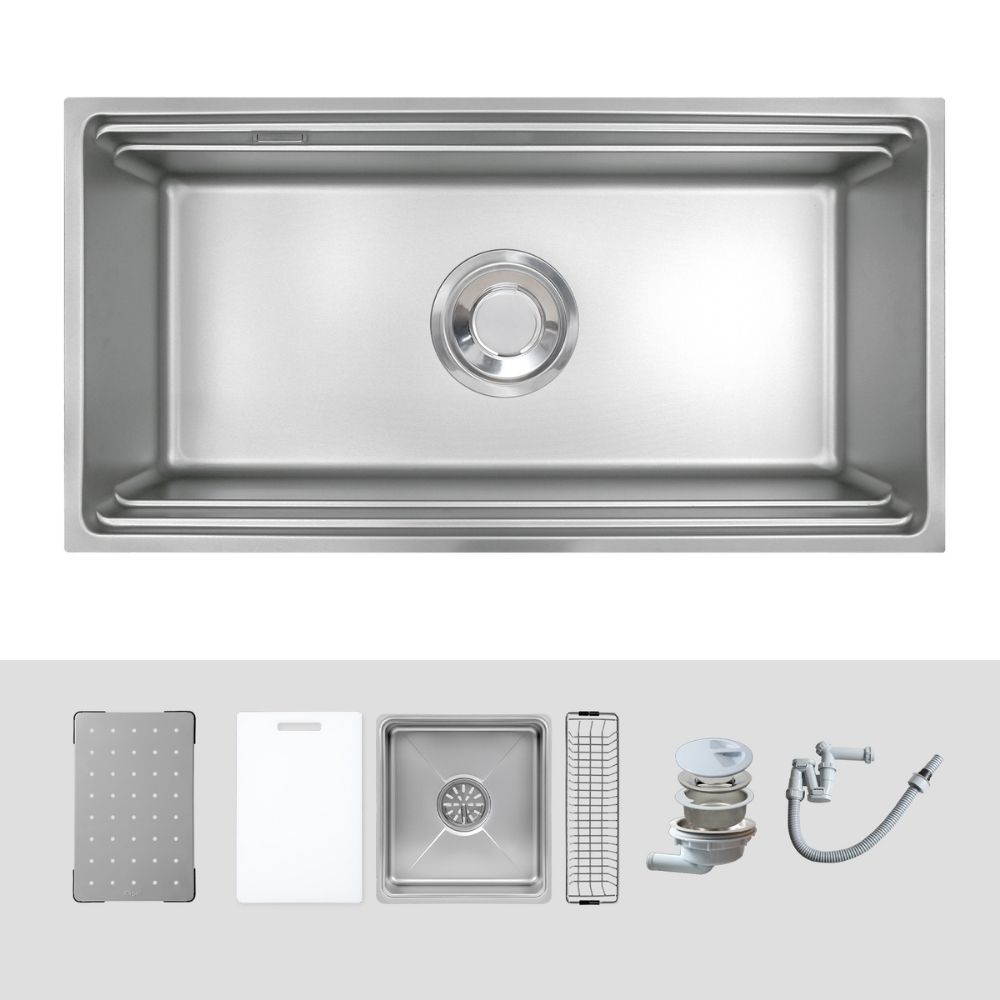 Chậu rửa chén Posco 304 Linen dập nổi KLUGER KG8644FSPlus (K600 Series)